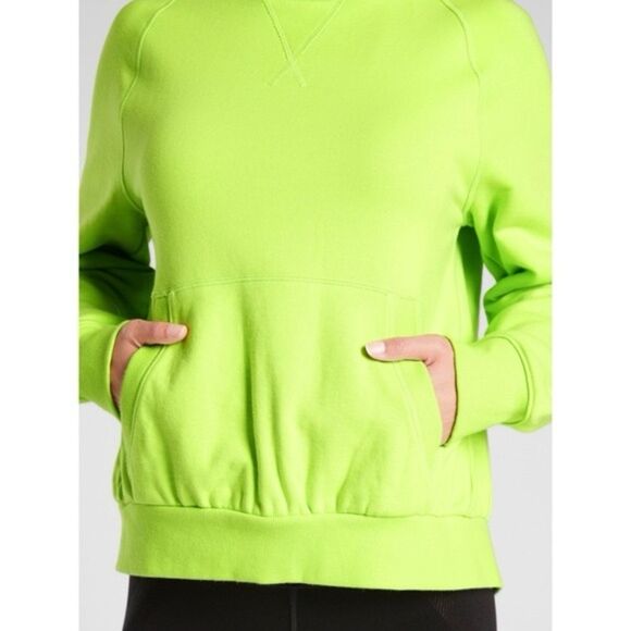 Athleta Moonrise Neon Green Hoodie Sweatshirt Size S Open Back Thick Bright Gym - Picture 5 of 12